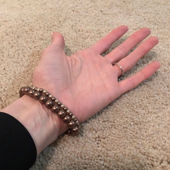 Set of 2 Brown Beaded Stretch Bracelets - Picture 4 of 8